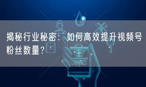 揭秘行业秘密:如何高效提升视频号粉丝数量?