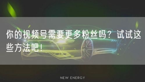 你的视频号需要更多粉丝吗?试试这些方法吧!