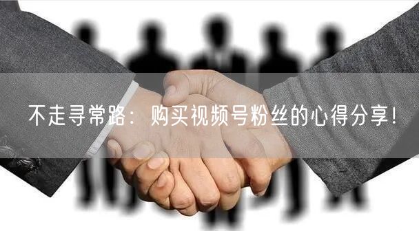 不走寻常路:购买视频号粉丝的心得分享!