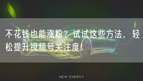 不花钱也能涨粉?试试这些方法,轻松提升视频号关注度!