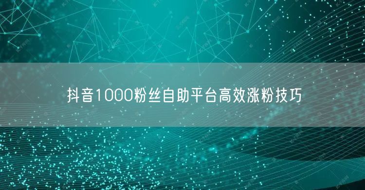 抖音1000粉丝自助平台高效涨粉技巧