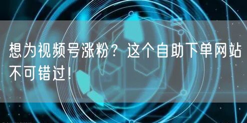 想为视频号涨粉?这个自助下单网站不可错过!