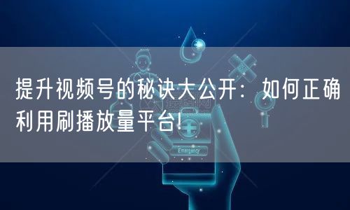 提升视频号的秘诀大公开:如何正确利用刷播放量平台!